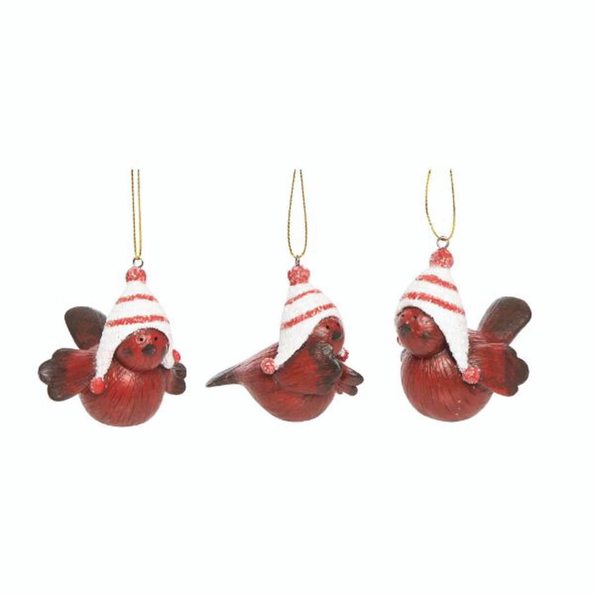 Resin Striped Hat Bird Ornament, 2.25" (3 styles - sold individually)