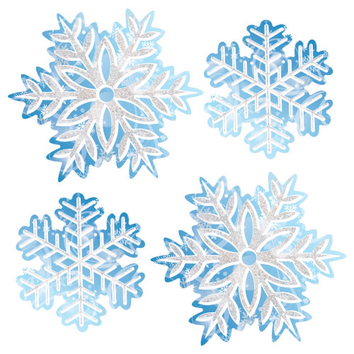 Winter Snowflakes Hanging Ceiling Decoration – 26.75″ – Blue – Pack of 4
