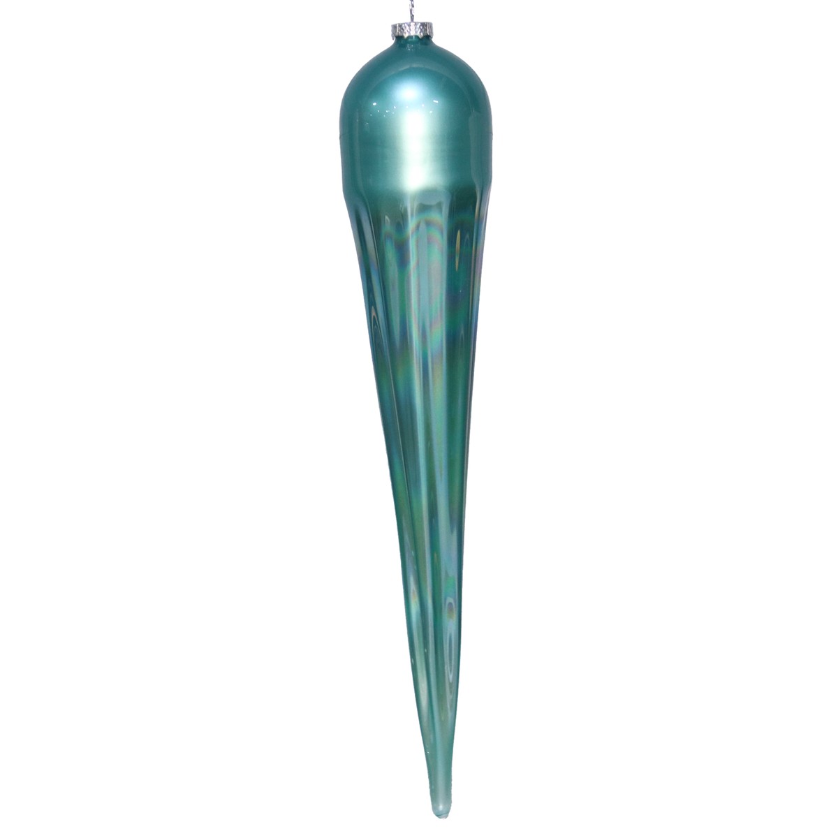 Glass Teal Finial Ornament, 12"