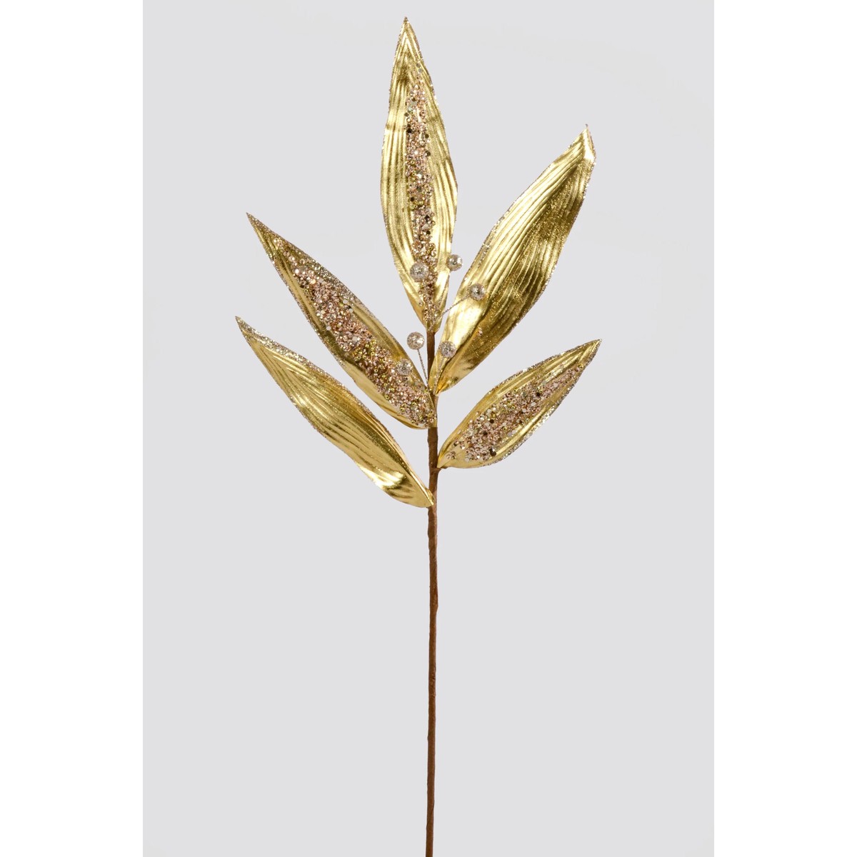 Glitter Leaf Stem Gold, 21.5"