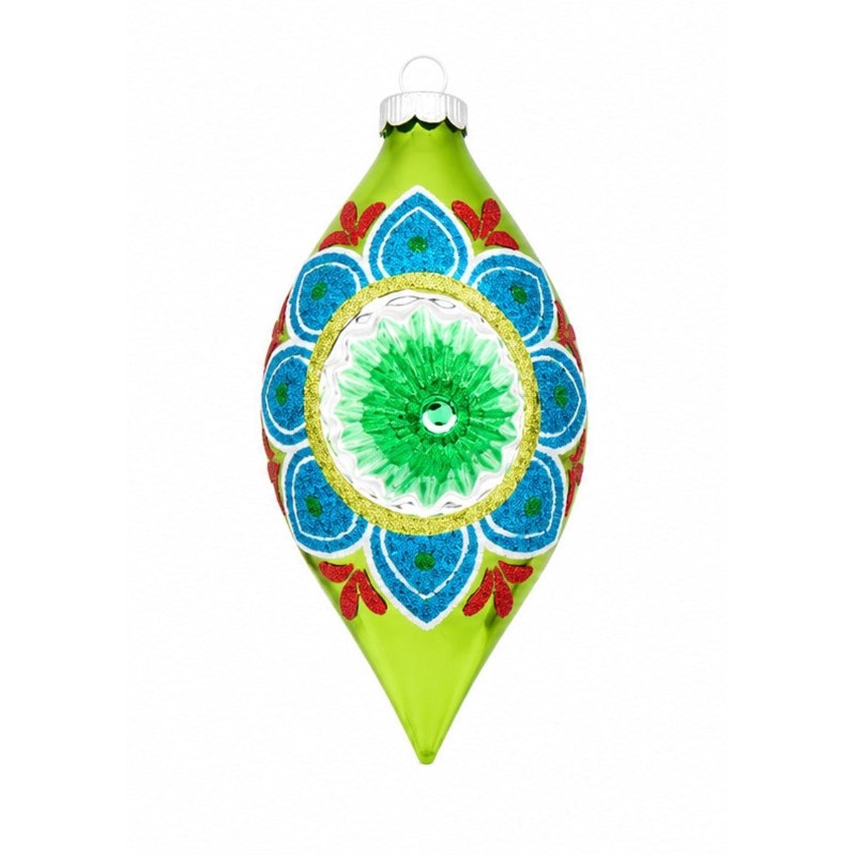 Holiday Splendor Glass Reflector Tulip Ornament, 7" (4 styles - sold individually) - 1 - Lime Green