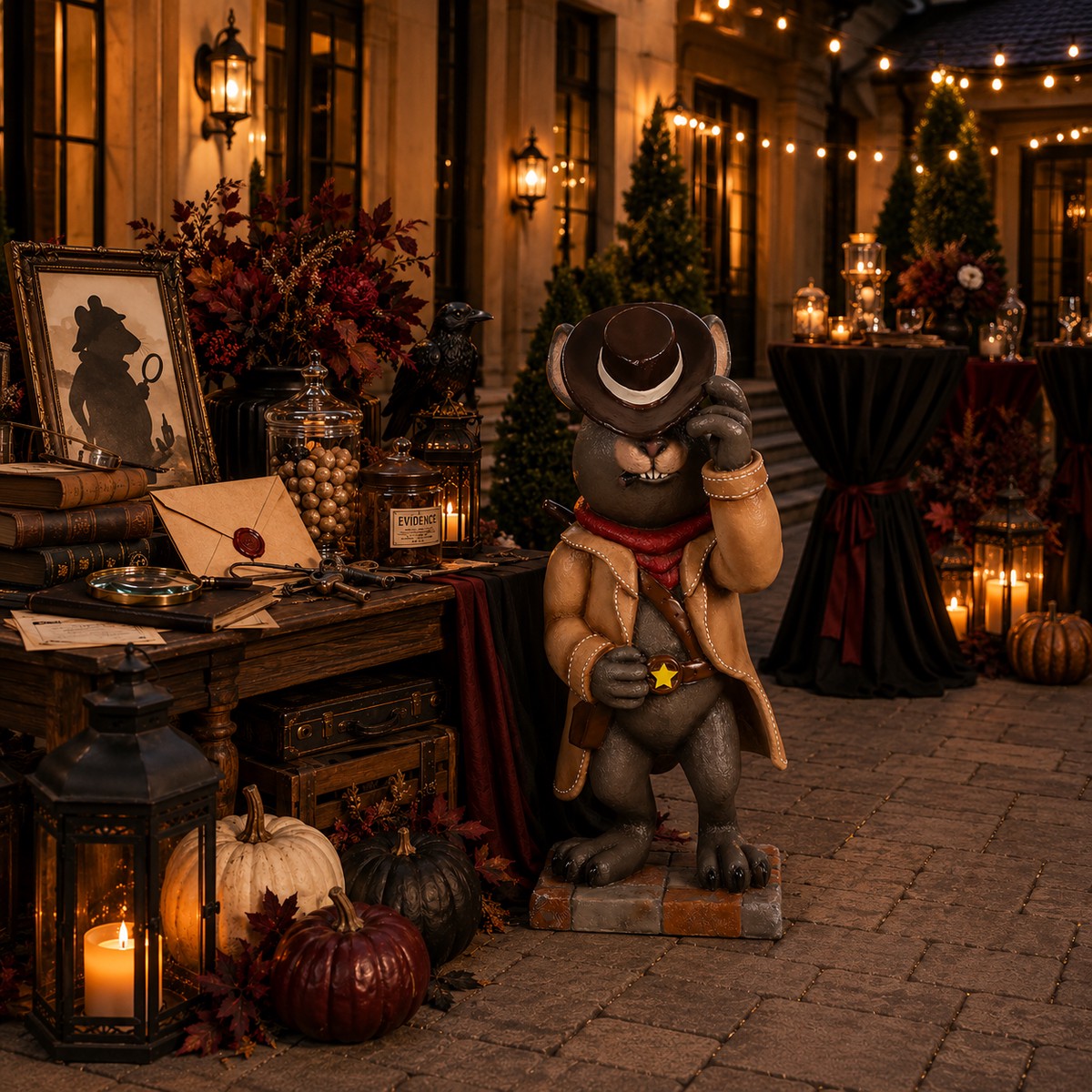 Large Fiberglass Mice The Detective Halloween Figure, 40″