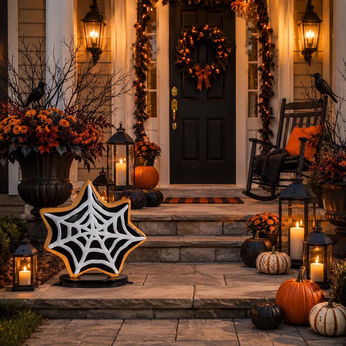 Large Fiberglass Spider Web Cookie Decoration, 24″