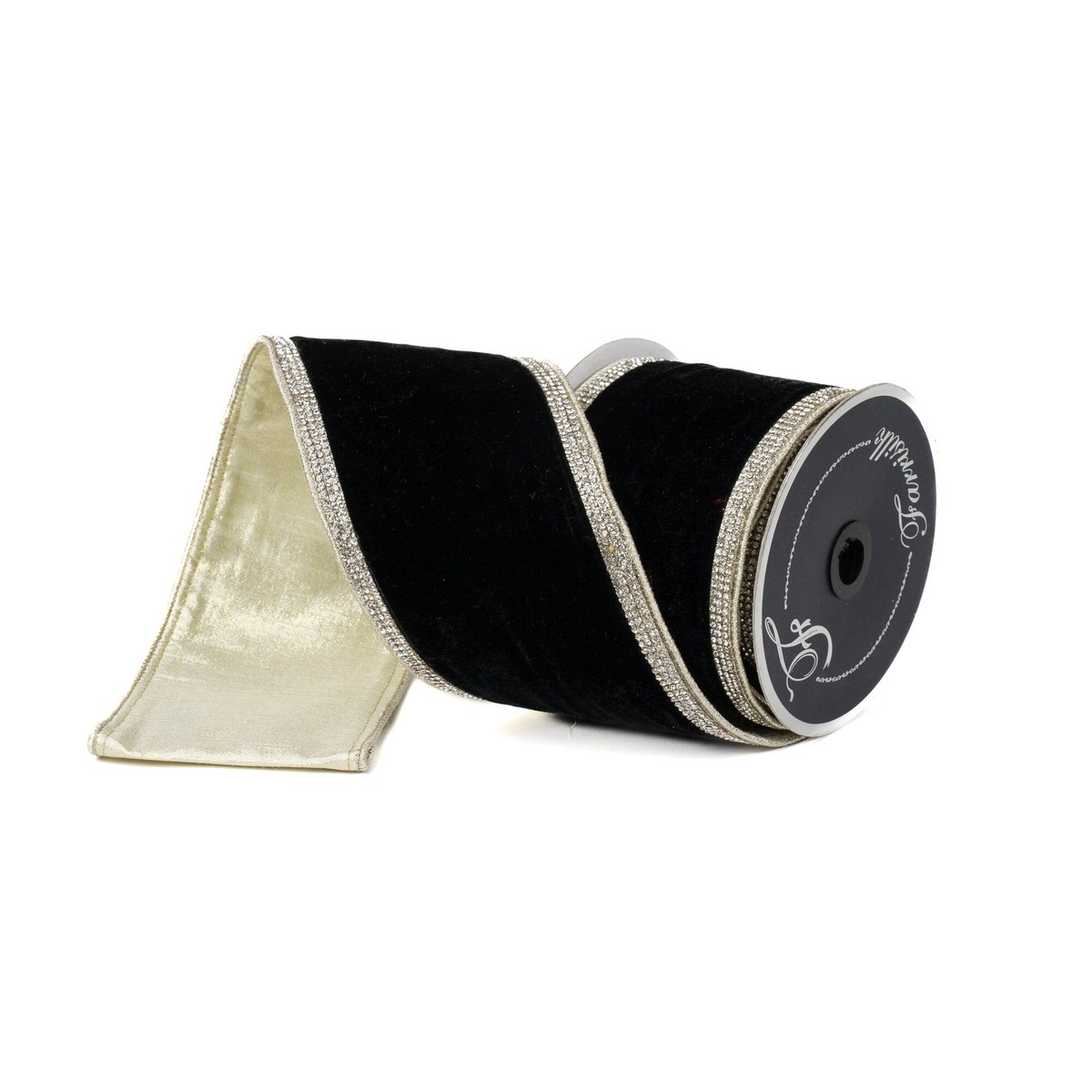 Winter Diamonds Ribbon, 4″ x 5yd (Black)