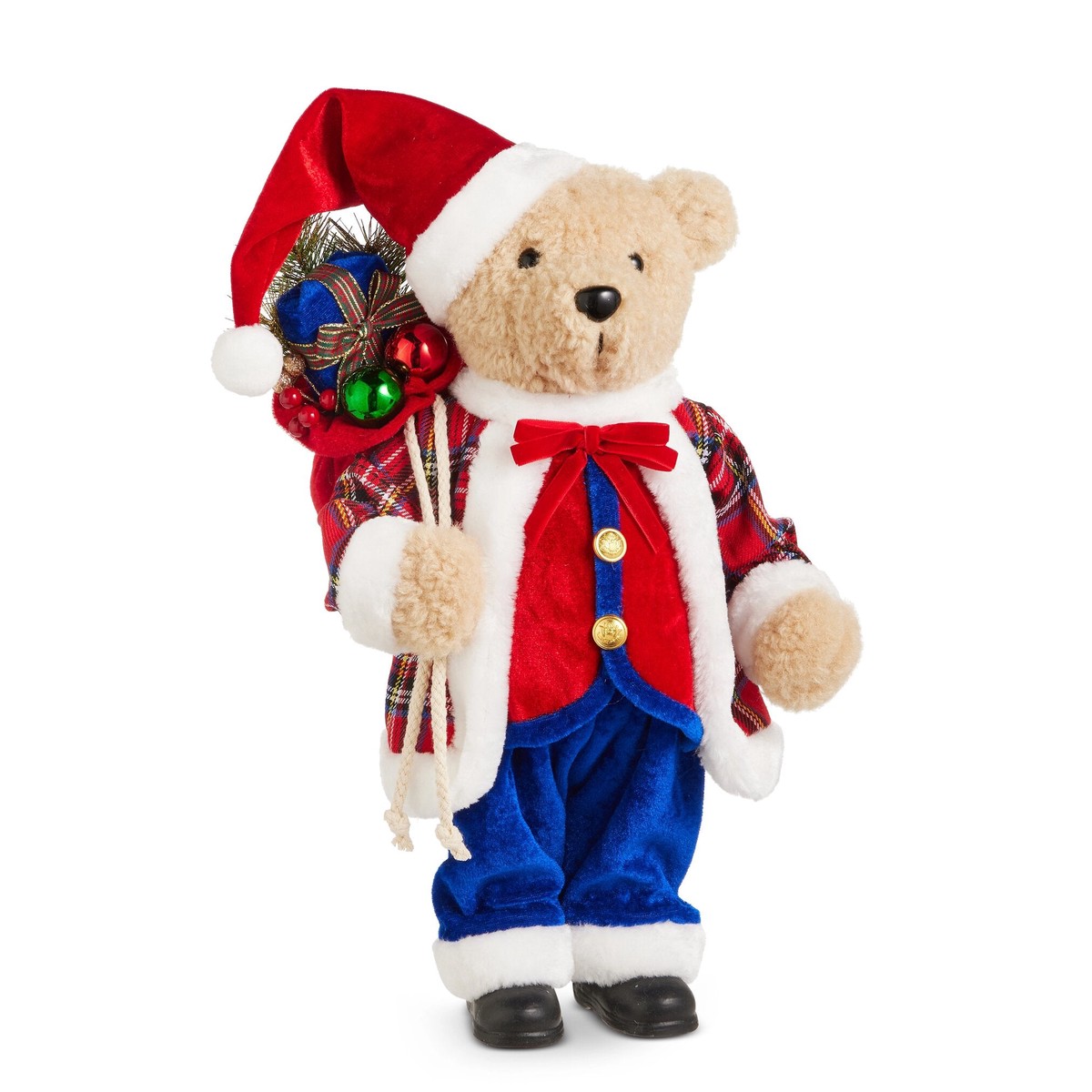 Bear with Plaid Coat Figurine, 16″