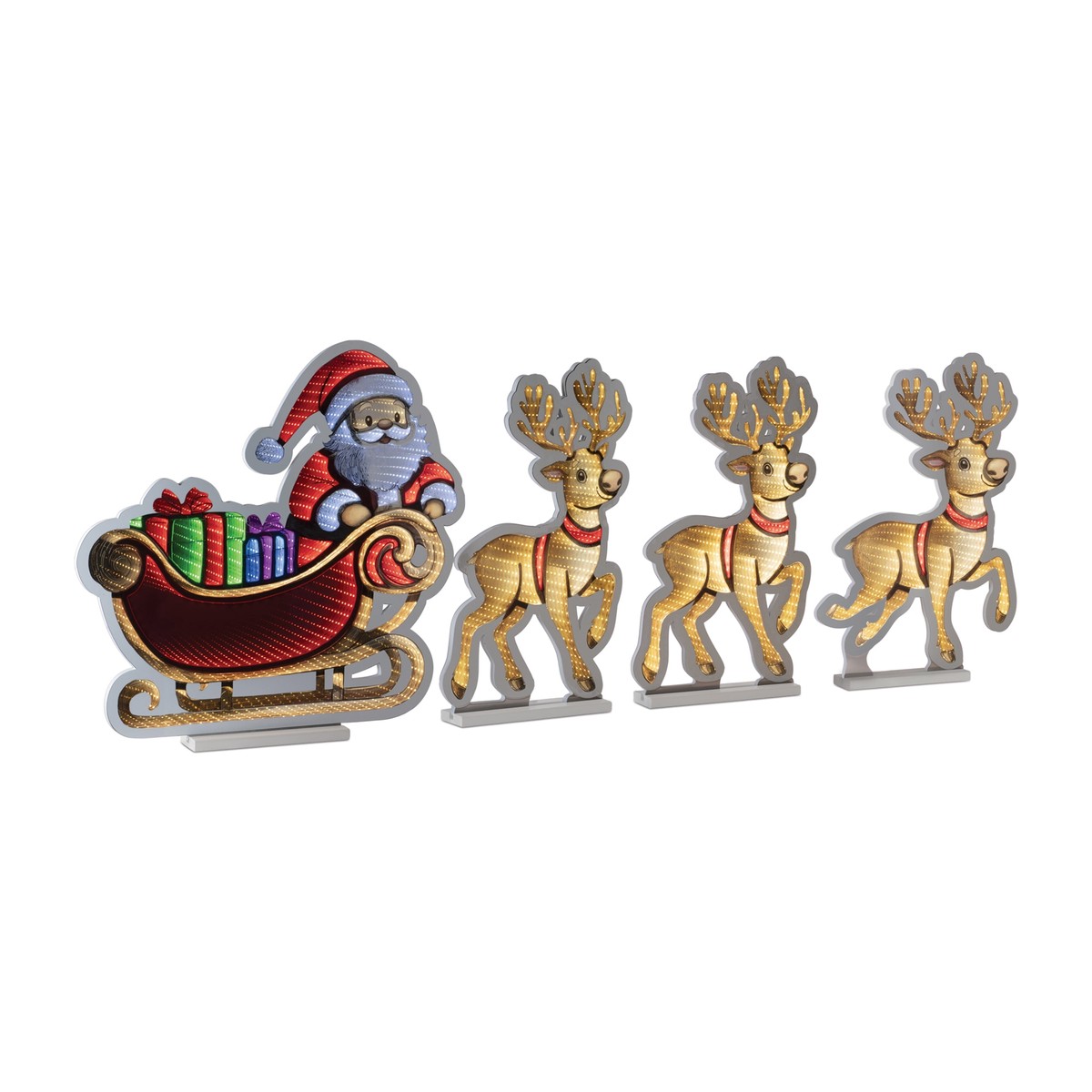 Santa in Sleigh w/Reindeer Infinity Light, Acrylic w/UL Plug, 72"