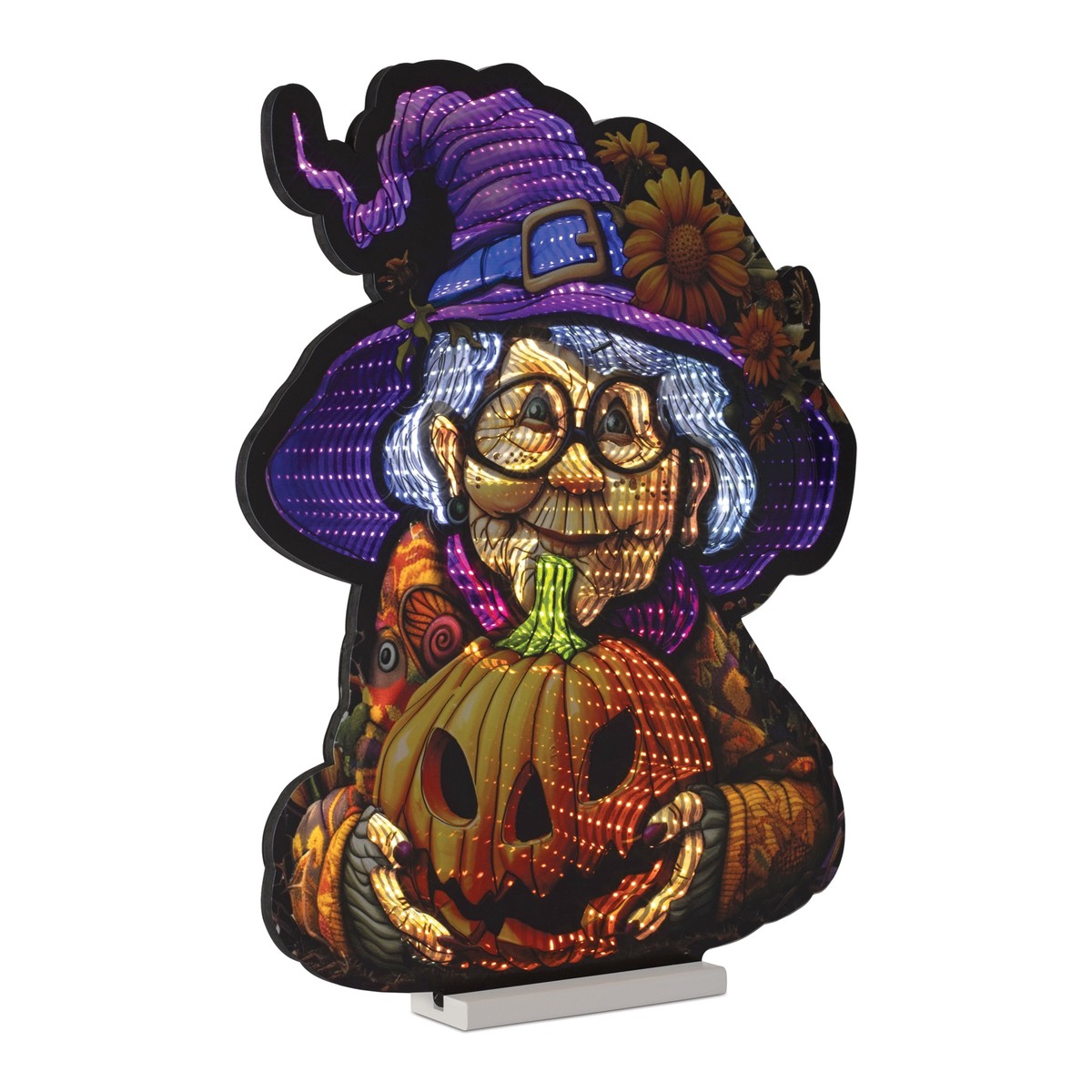 Witch w/Jack-O-Lantern Infinity Light, Acrylic w/UL Plug, 24"
