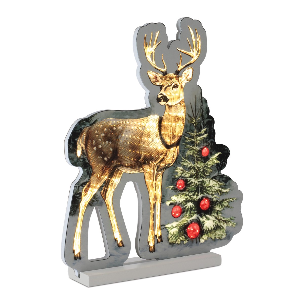 Deer w/Christmas Tree Infinity Light, Acrylic w/UL Plug, 16"