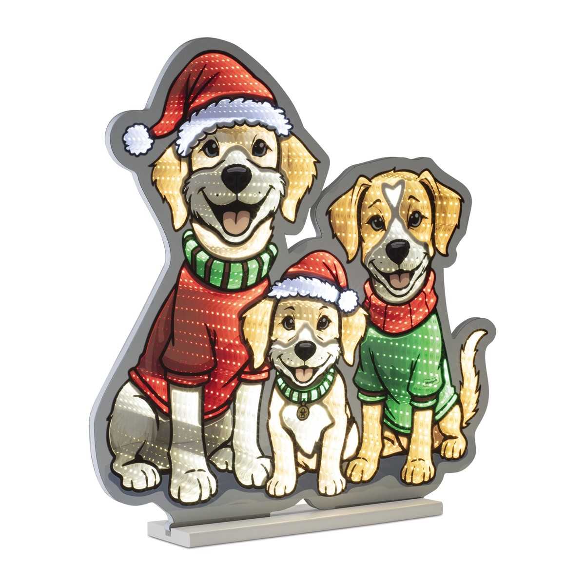 Dogs w/Santa Hats Infinity Light, Acrylic w/UL Plug, 24"
