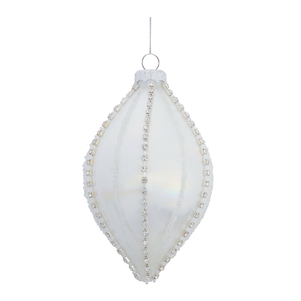 White Glass Ornament, 4″ – 5″ (2 styles – sold individually) – 2 – Finial
