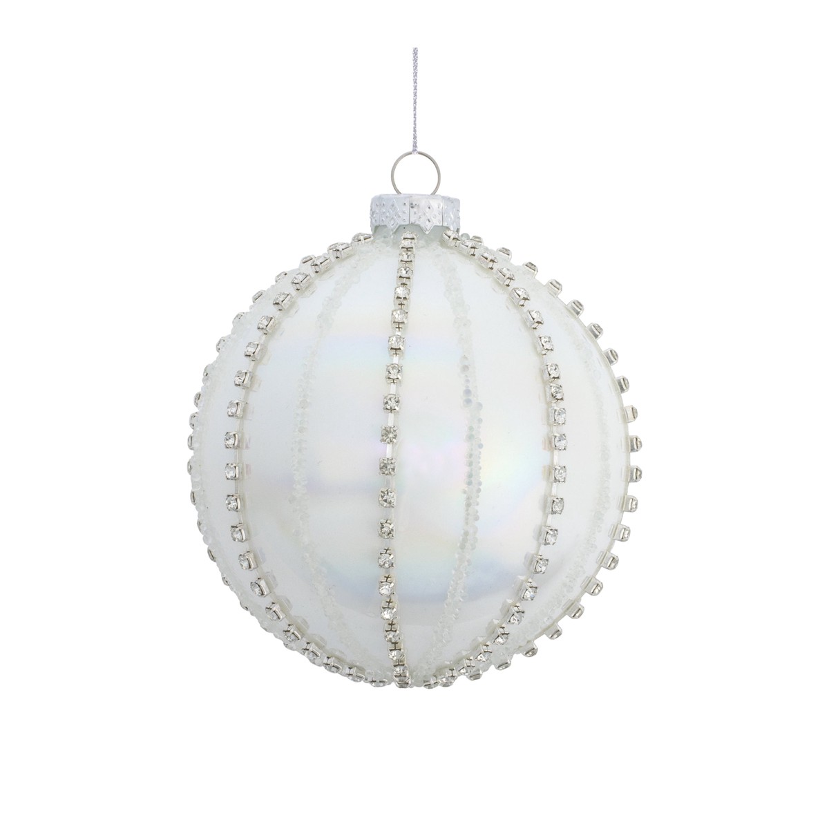 White Glass Ornament, 4″ – 5″ (2 styles – sold individually) – 1 – Ball