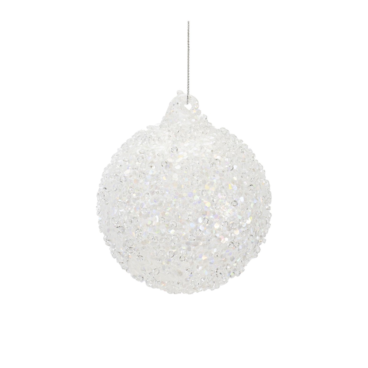 White Glass Ornament, 5″ (2 styles – sold individually) – 1 – Ball