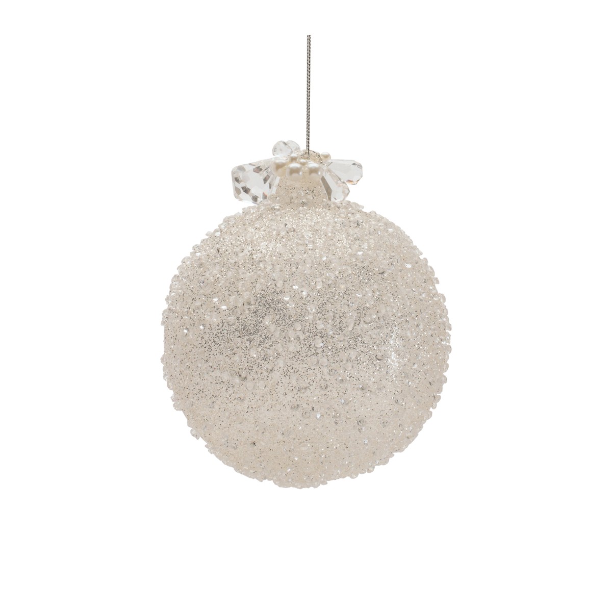 White Glass Ornament, 5 – 7″ (2 styles – sold individually) – 1 – Ball