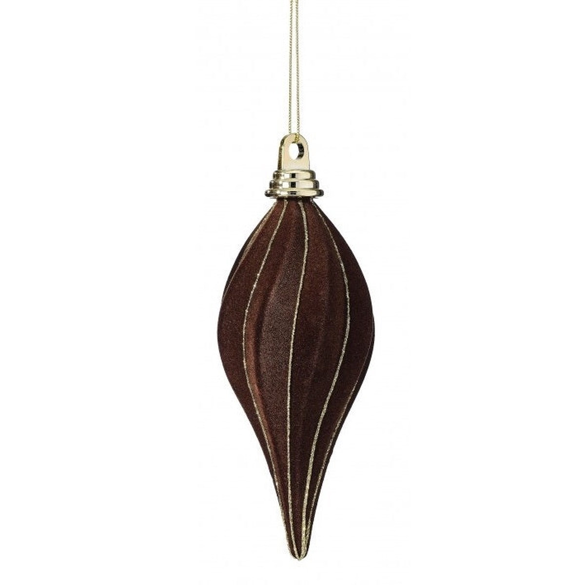 VP Flocked Finial w/Glitter Ornament, 7.5-8″ (2 styles – sold individually) (Chocolate) – 2 – Rounded Finial