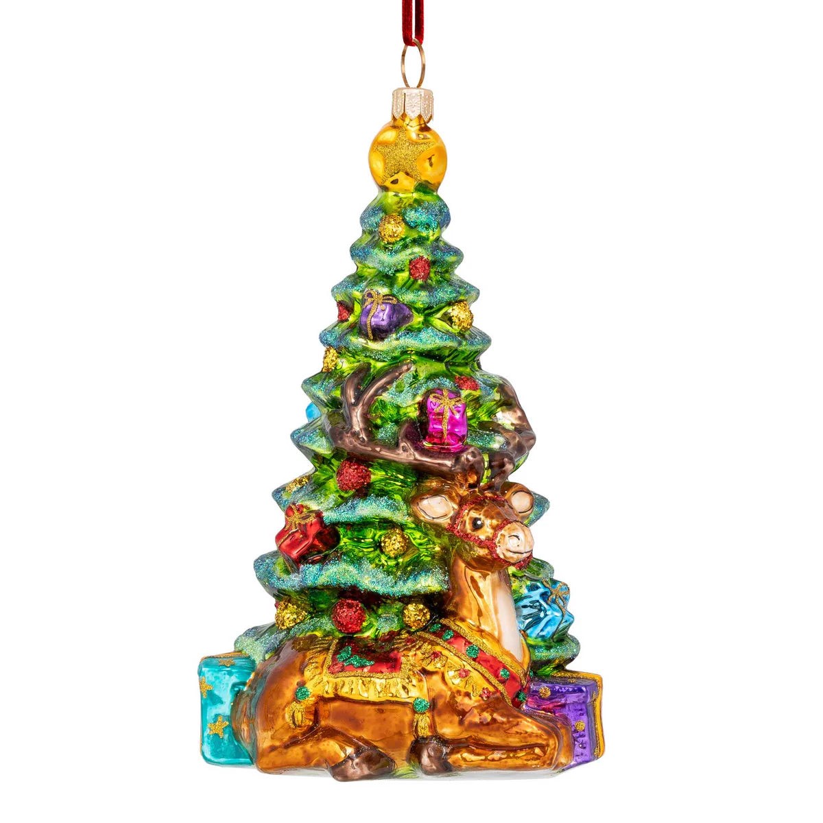 A Country Christmas Eve Glass Ornament
