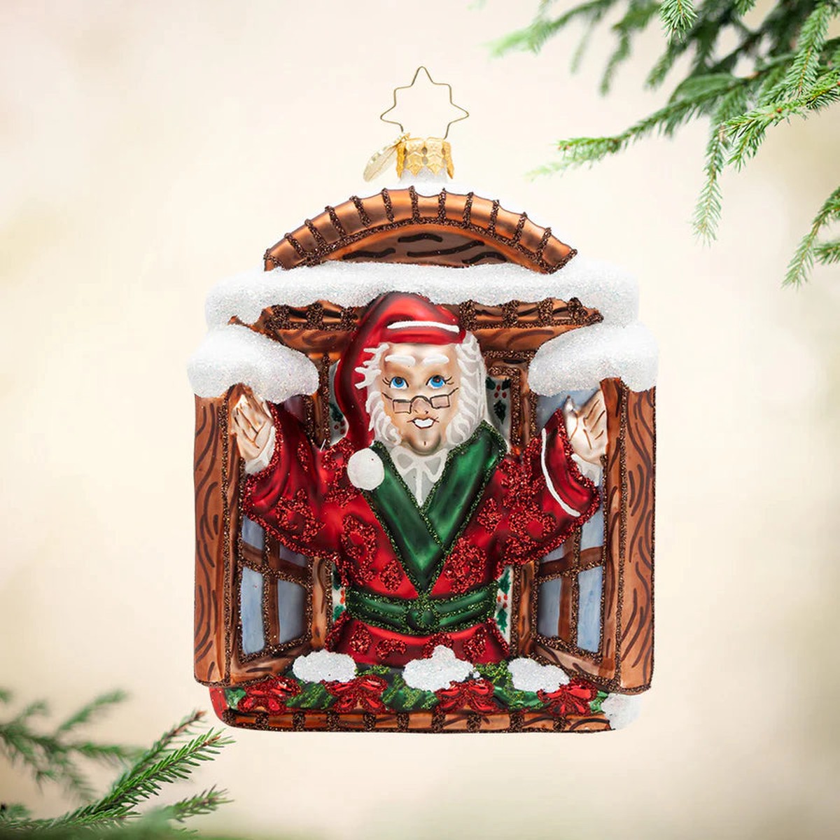 A New Day for Scrooge Glass Ornament, 5″