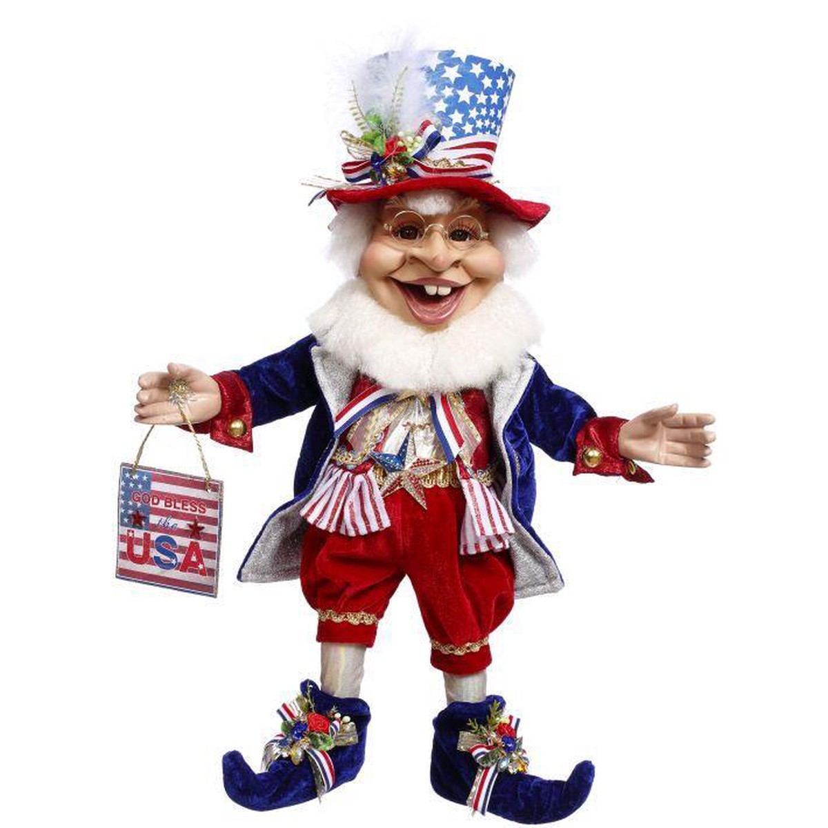 “God Bless the USA” Medium Elf Figurine, 19.5″