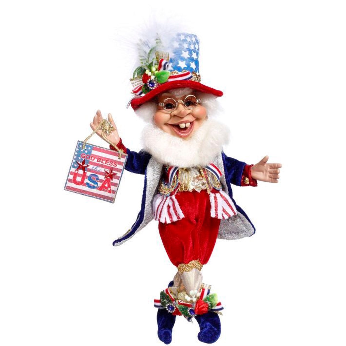 “God Bless the USA” Small Elf Figurine, 13″
