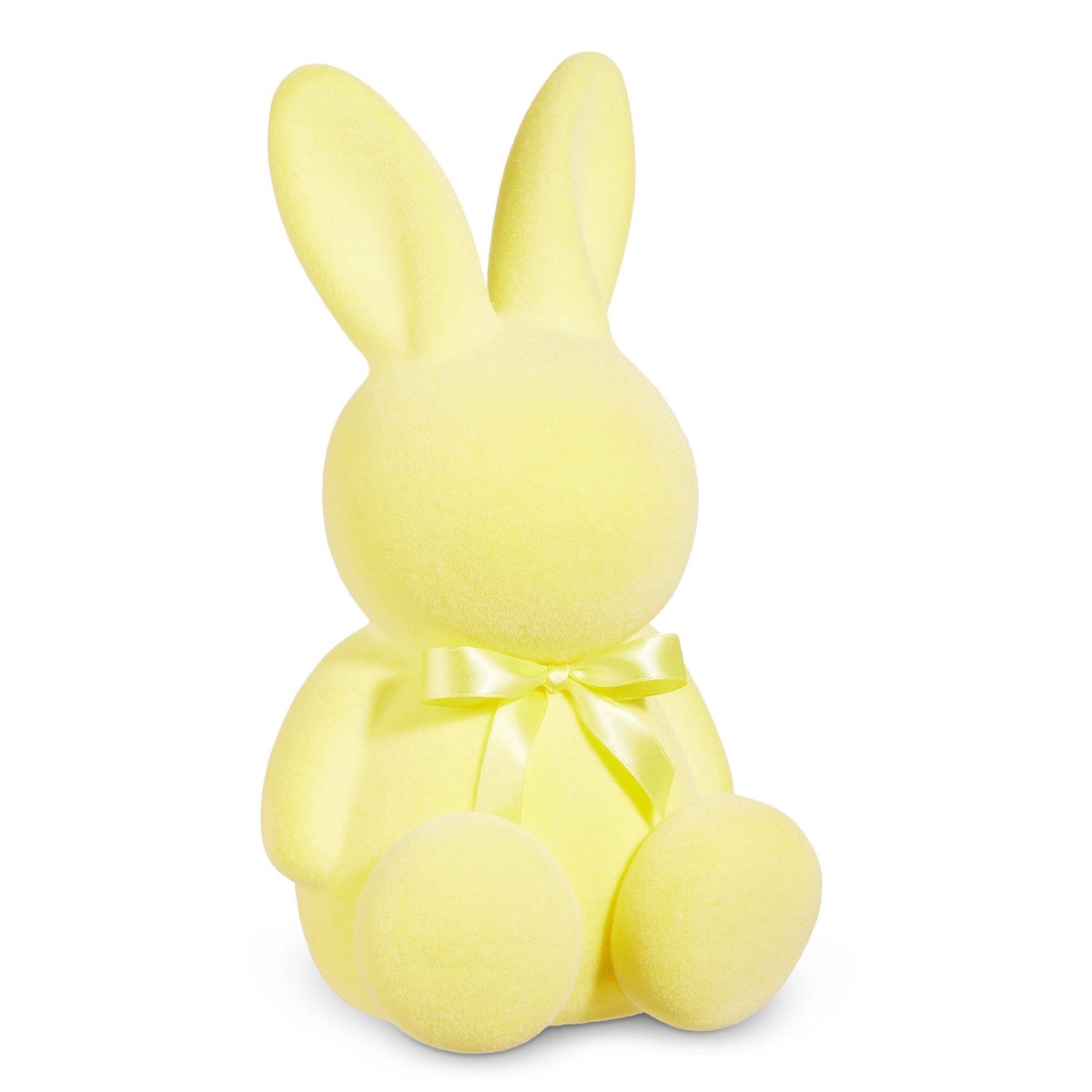 Yellow Flocked Bunny Figurine, 12″