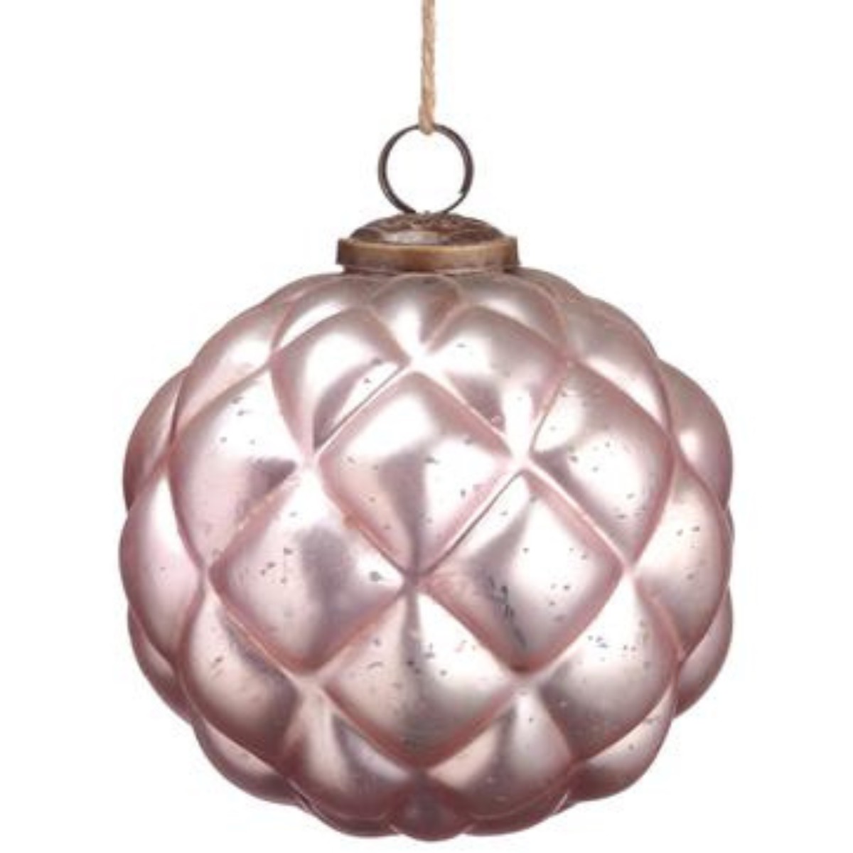5″ Quilted Pink Glass Ball Ornament
