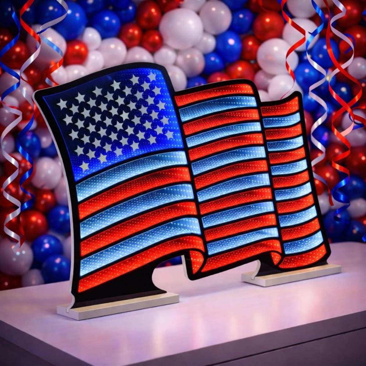 American Flag Waving Infinity Light, Acrylic, W/ UL Plug, 37.5″ x 24.5″