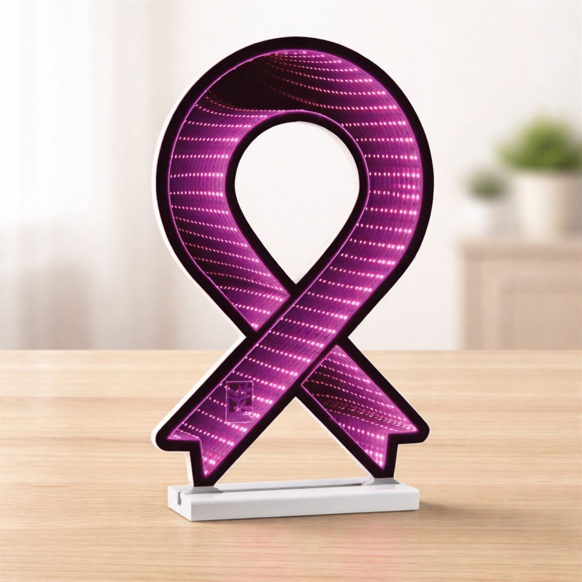 Breast Cancer Ribbon Infinity Light, Acrylic, W/ UL Plug, 16.5″