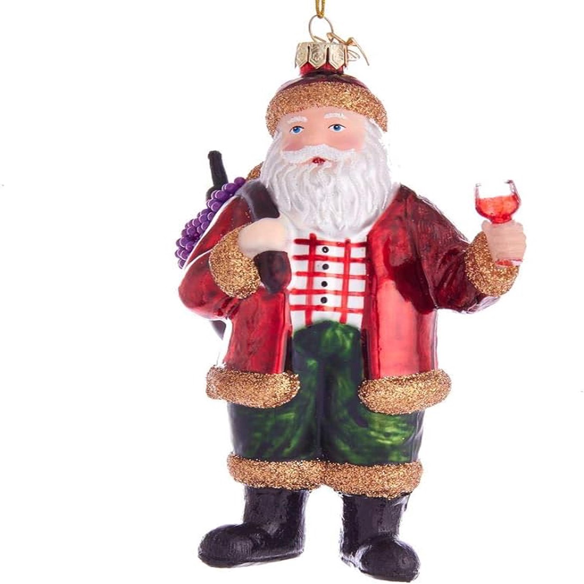 Wine Santa Glass Ornament, 5.5″