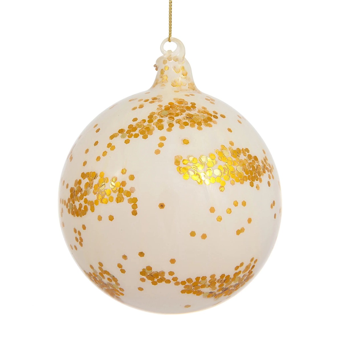 White Sequin Ball Ornament, 4.7″ (120mm)
