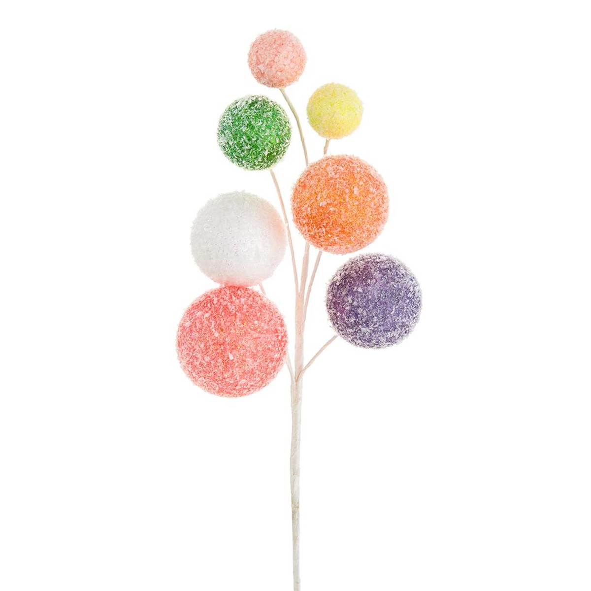 13.5″ Snowed Pompon Spray (Mixed)