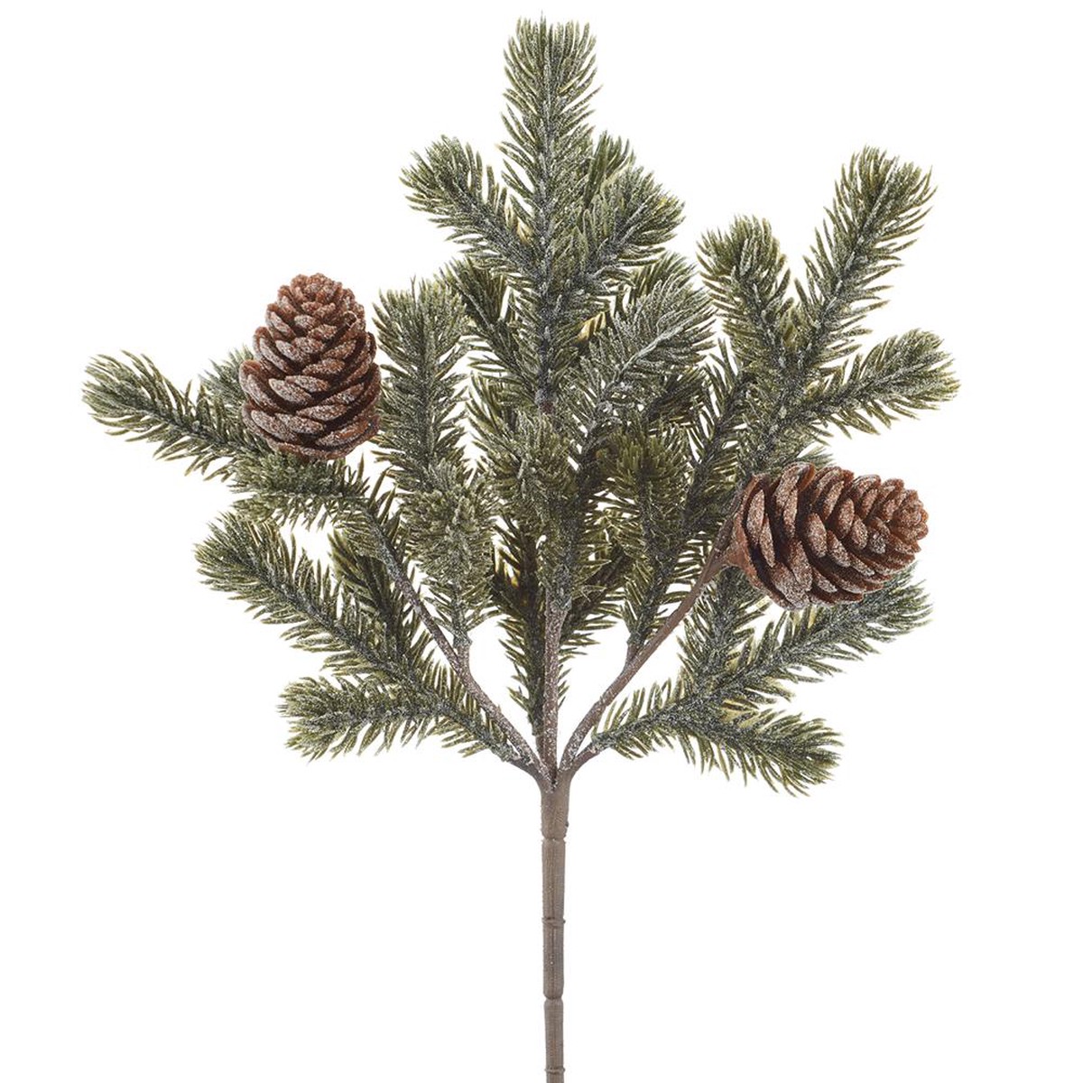 Snowed Pine Pick w/Pinecones, 11″ (Brown Green)