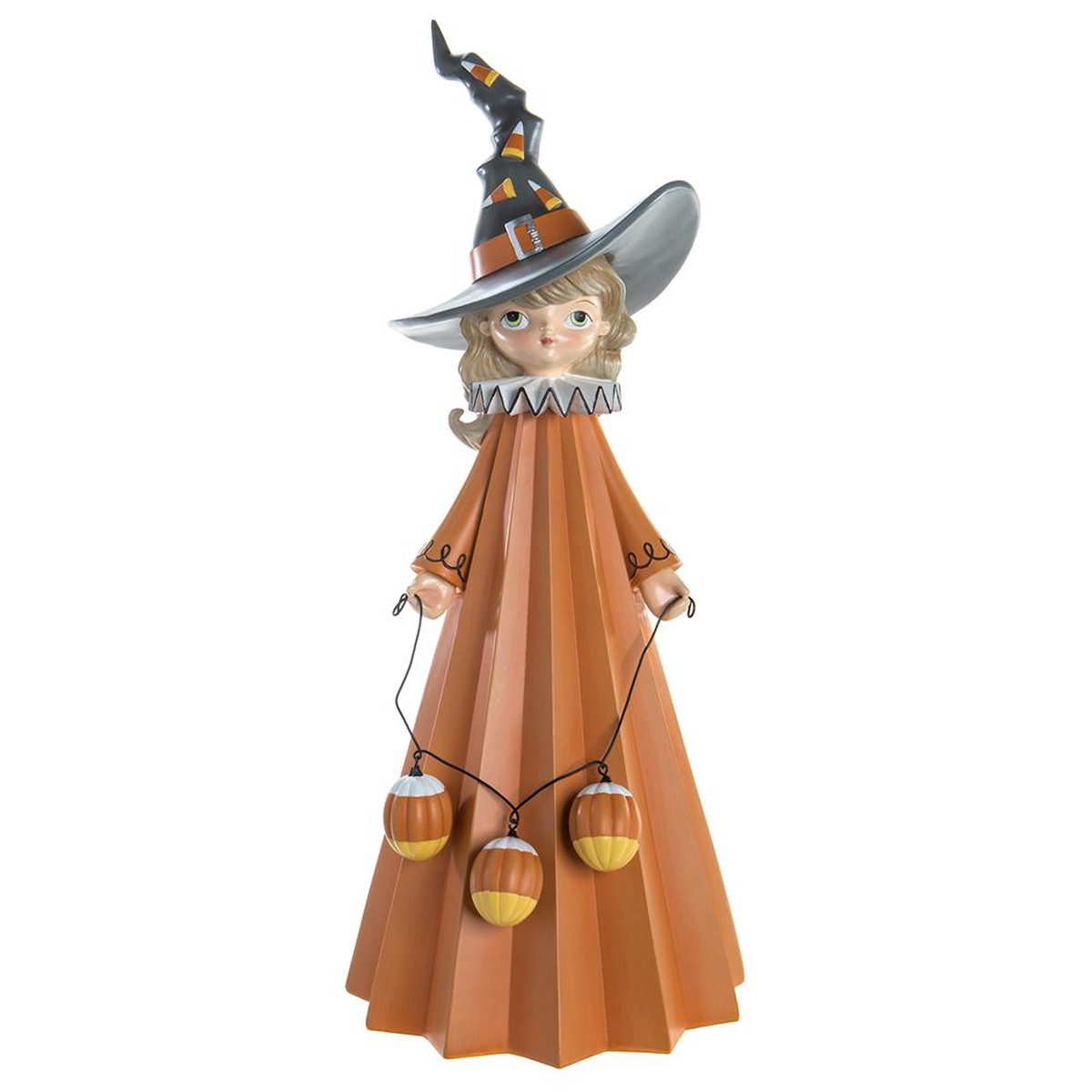 Witch With Candy Figurine, 24.2″ (Pumpkin Orange)