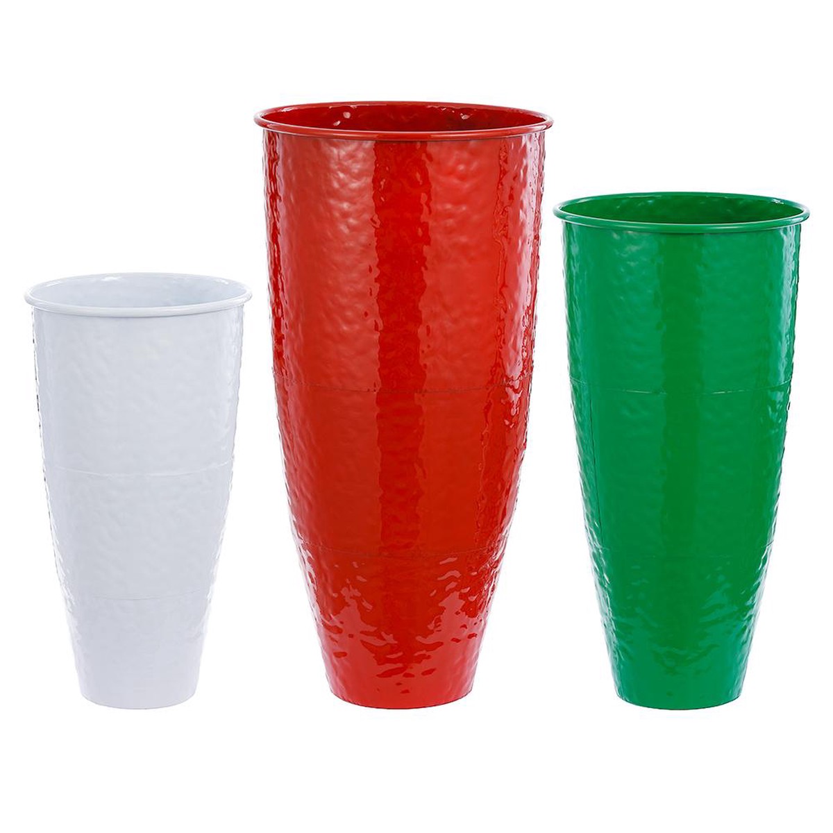 Yellow/Red/Green Metal Planter Set, 19.5″ – 28″ (Set of 3)