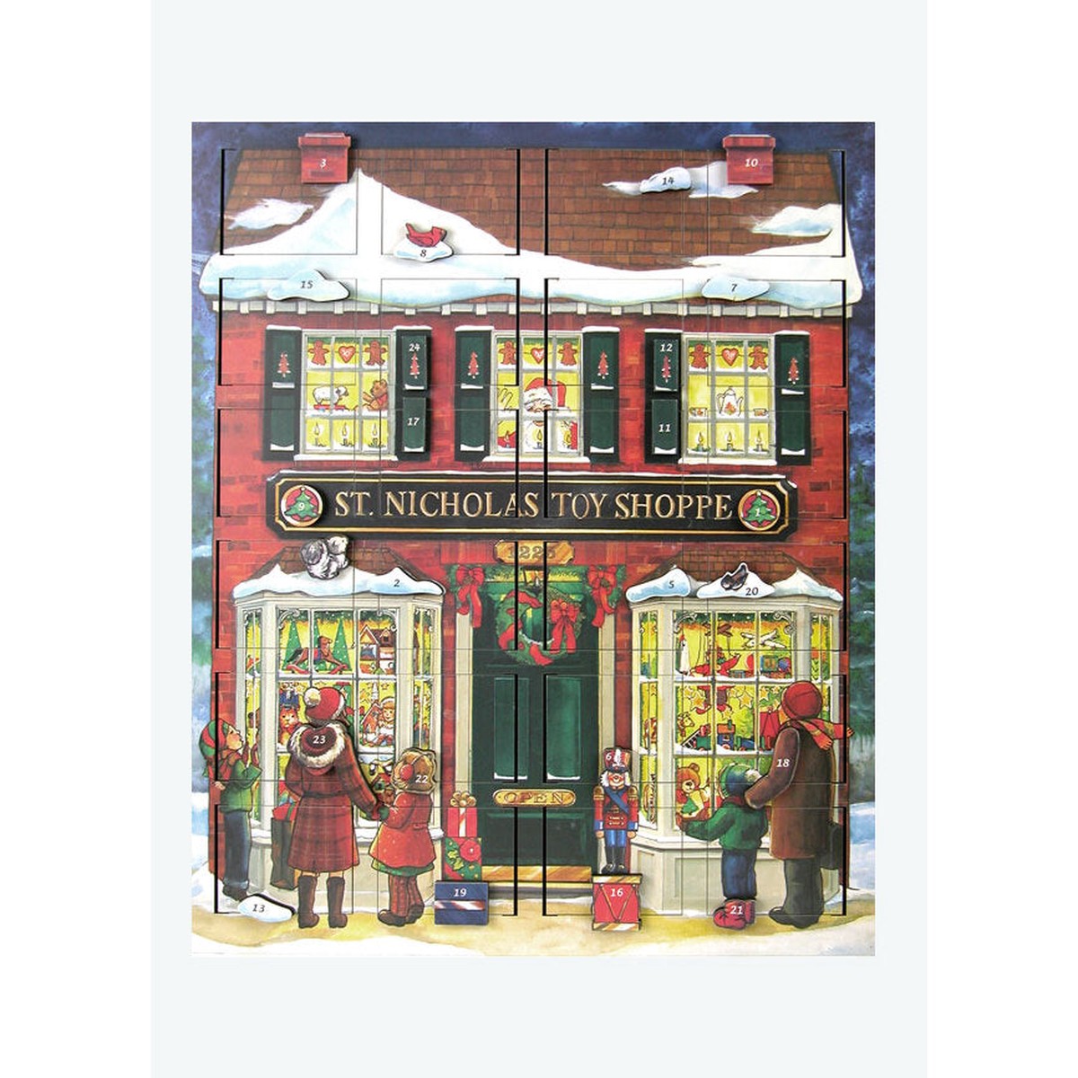 Wooden Musical Advent Toy Shop Calendar, 18.5″ x 15″