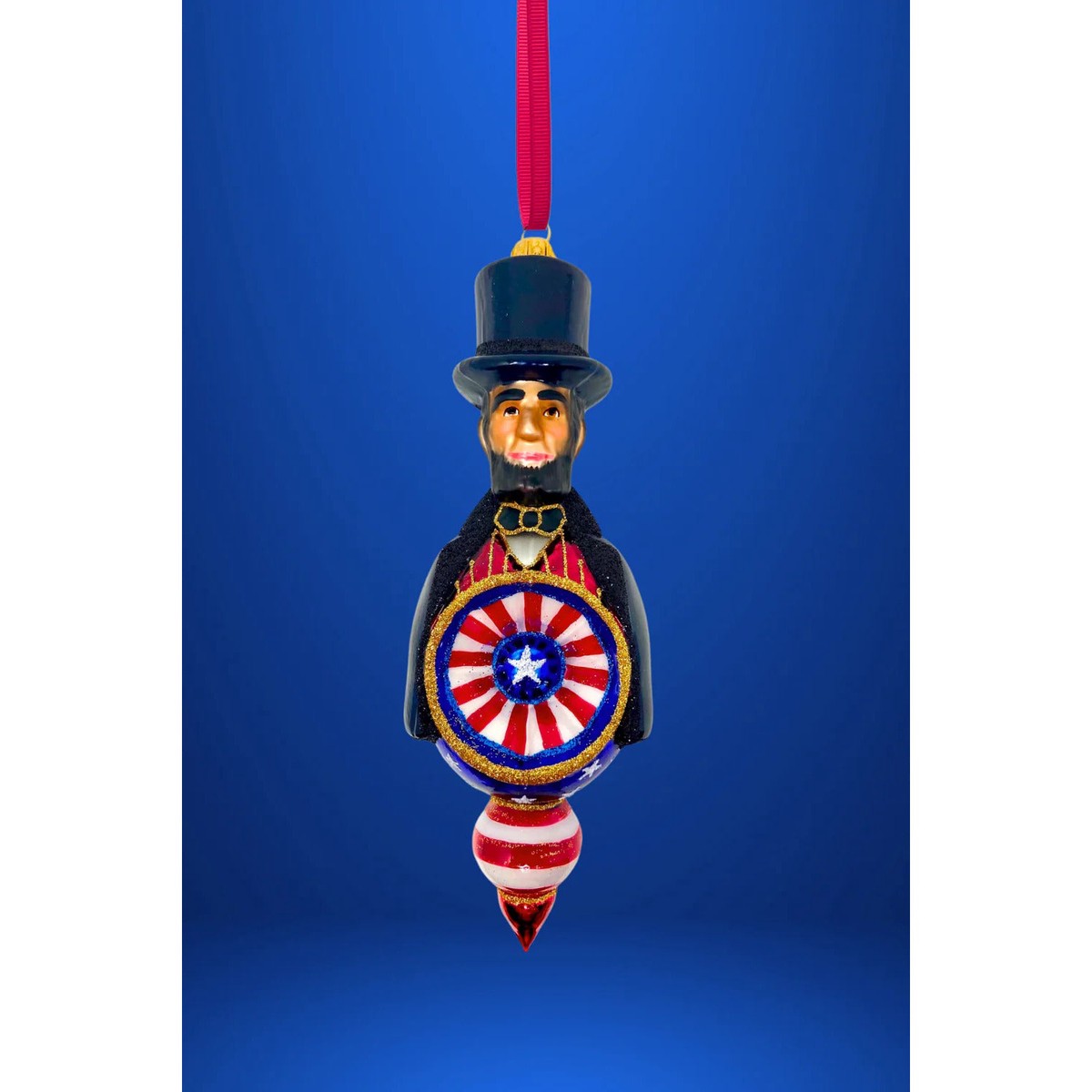 Abraham Lincoln Reflector Glass Ornament, 5.5″