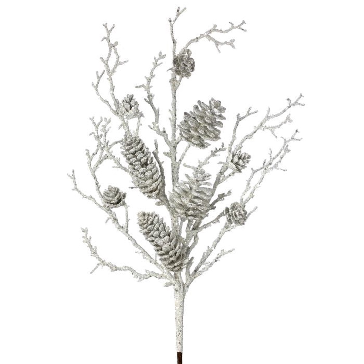 Snowy Glitter Cone Spray w/Branch, 24″