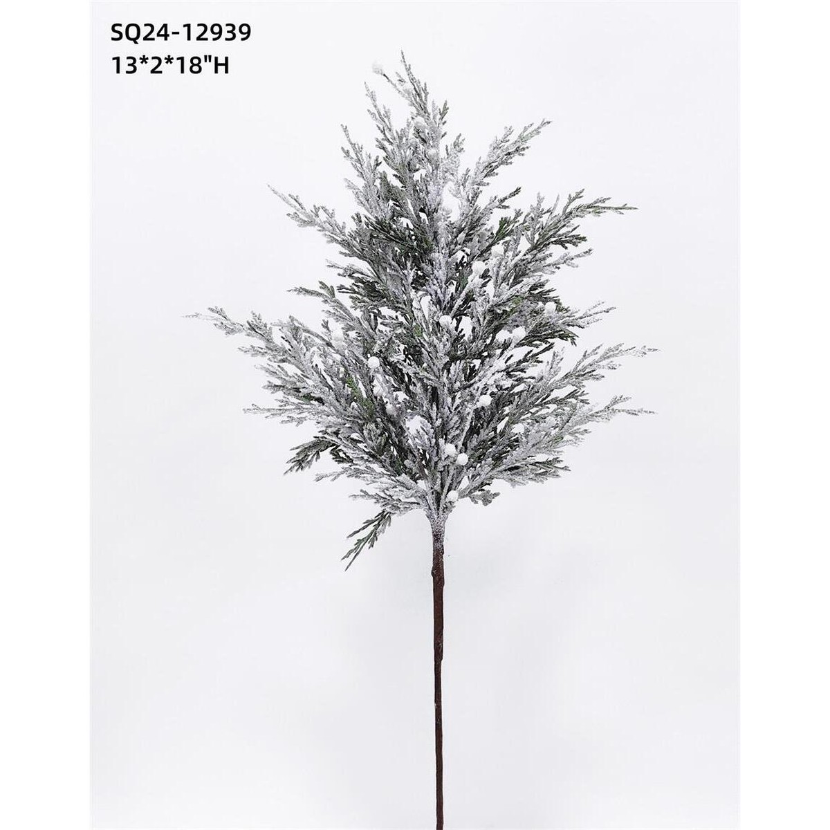 Snowy Pine Spray, 28″ (White & Green)