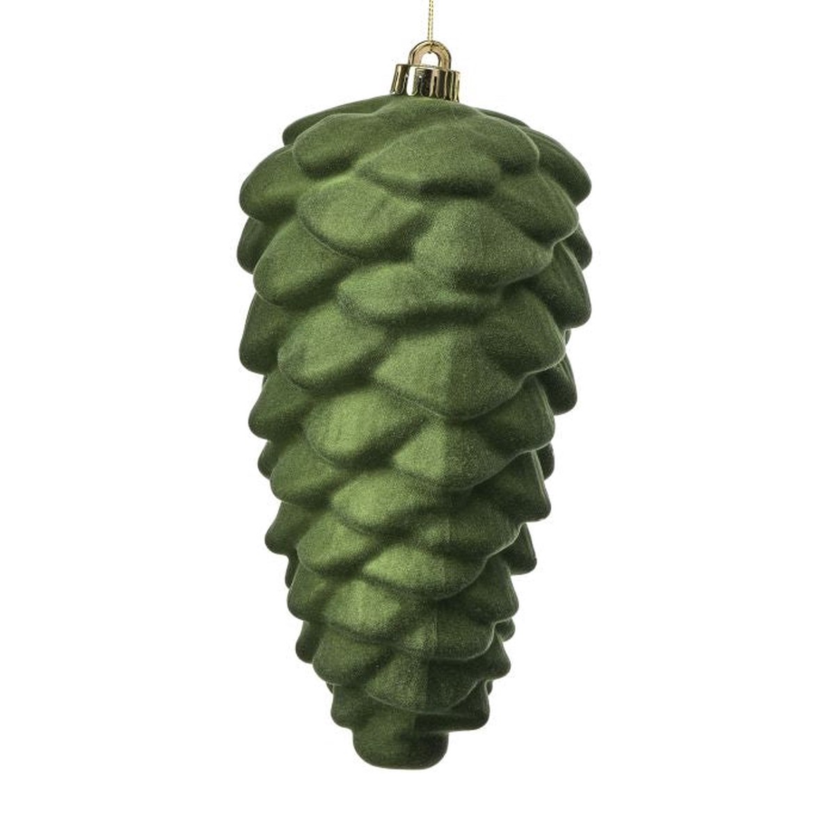 VP Flocked Pinecone Ornaments, 10″ (Set of 3) (Green)