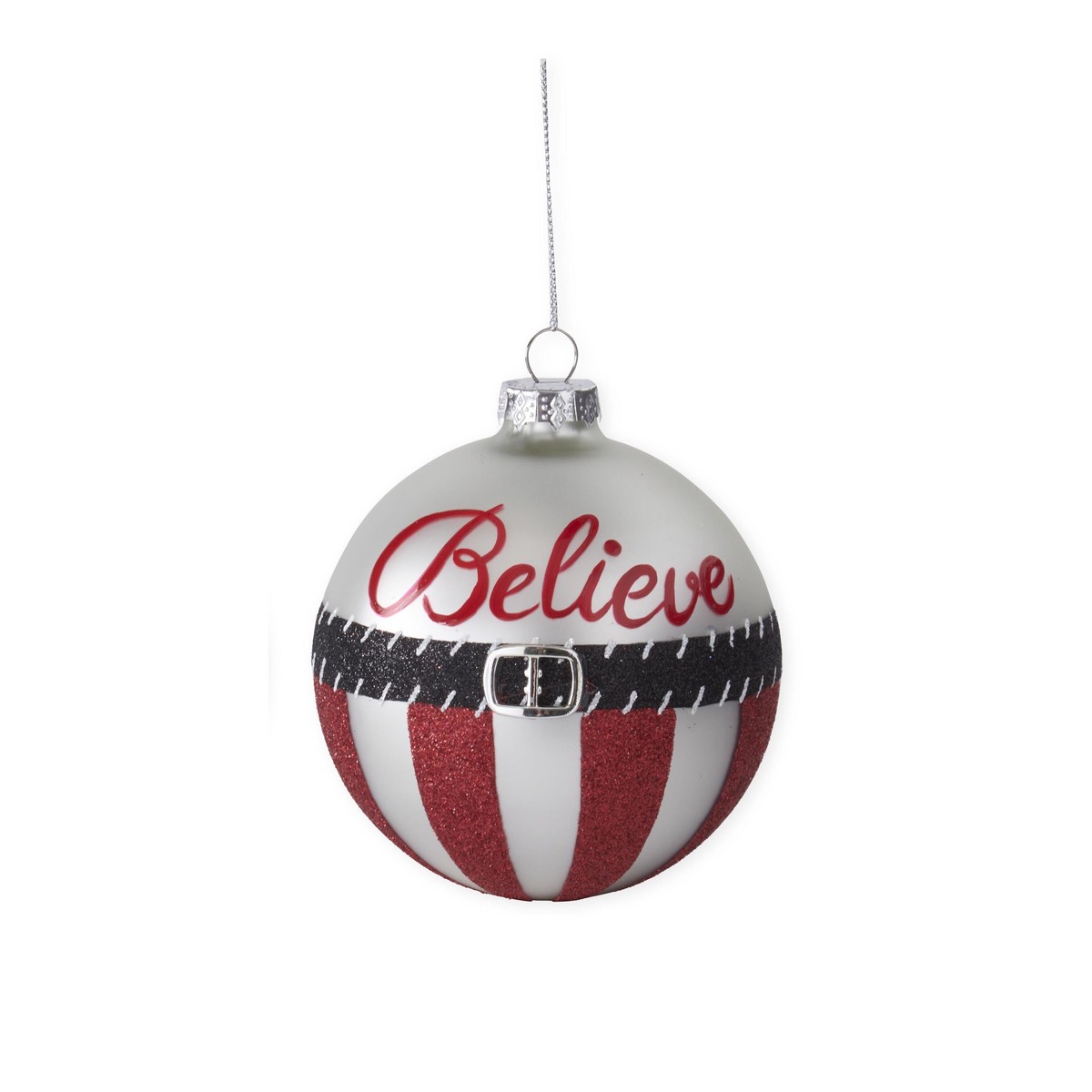 White & Red Merry Christmas & Believe Ornament, 4″ (2 styles – sold individually) – 2 – Believe