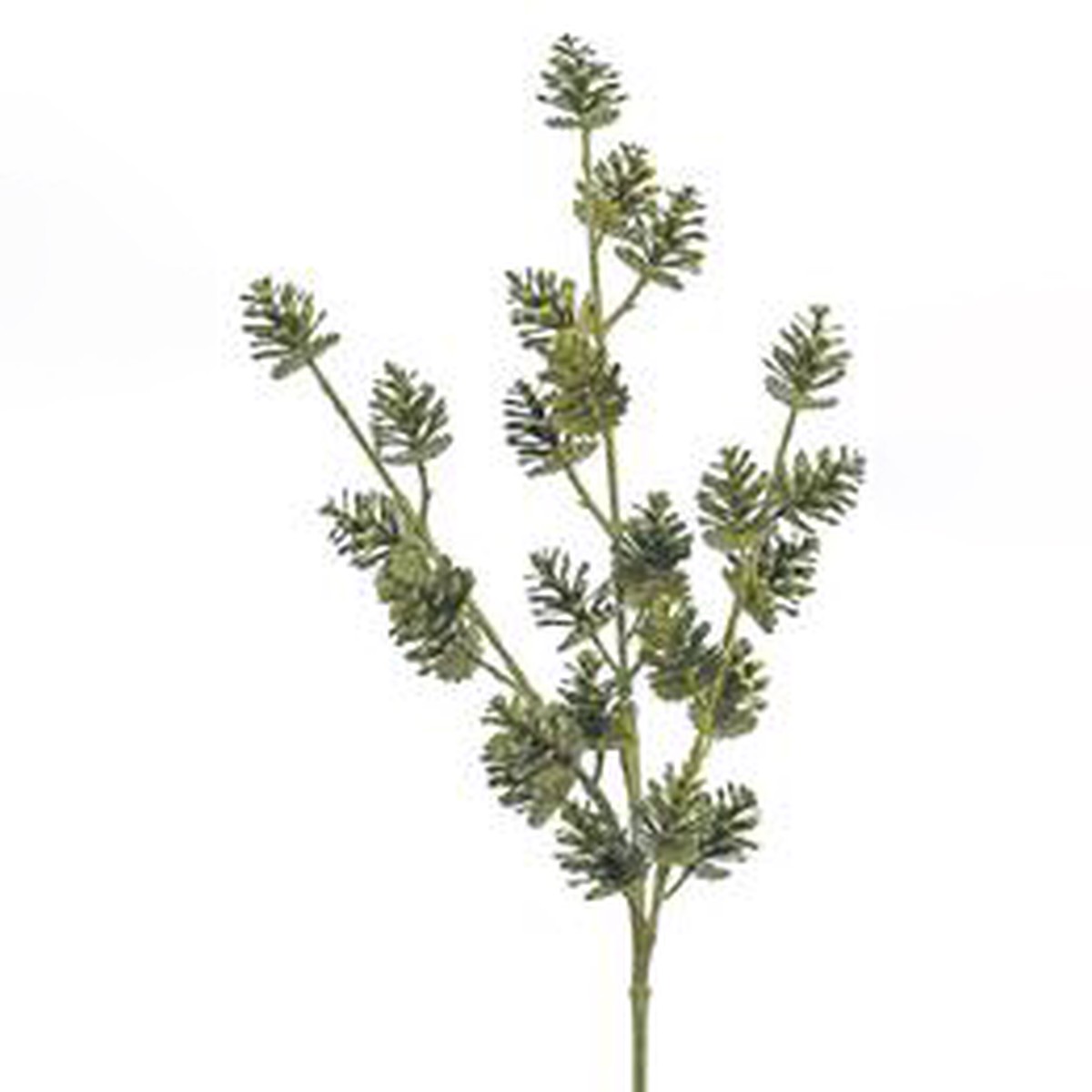 Artificial Pinecone Spray, Metallic Moss, 25″