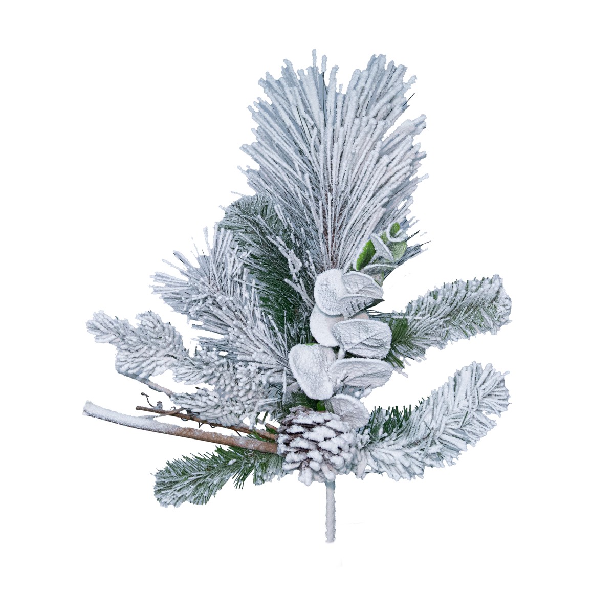 Snow Pine, Eucalyptus & Pinecone Pick, 16.5″