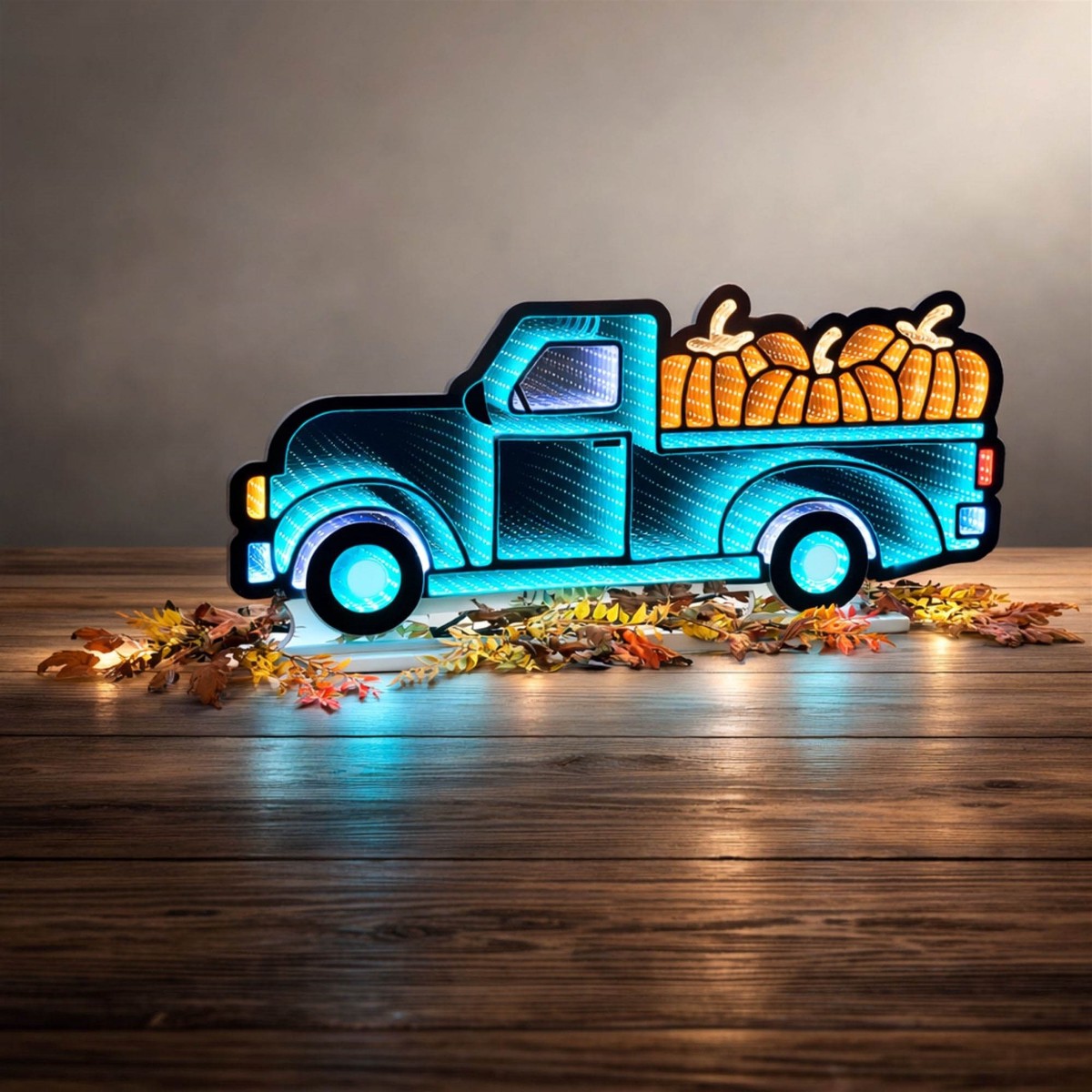 Truck w/Pumpkins Infinity Light, Acrylic w/UL Plug, 35 x 16″