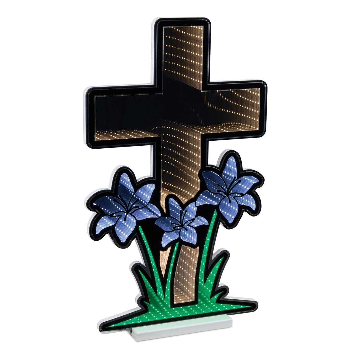 Cross w/Lillies Infinity Light w/UL Plug, 24″, Acrylic