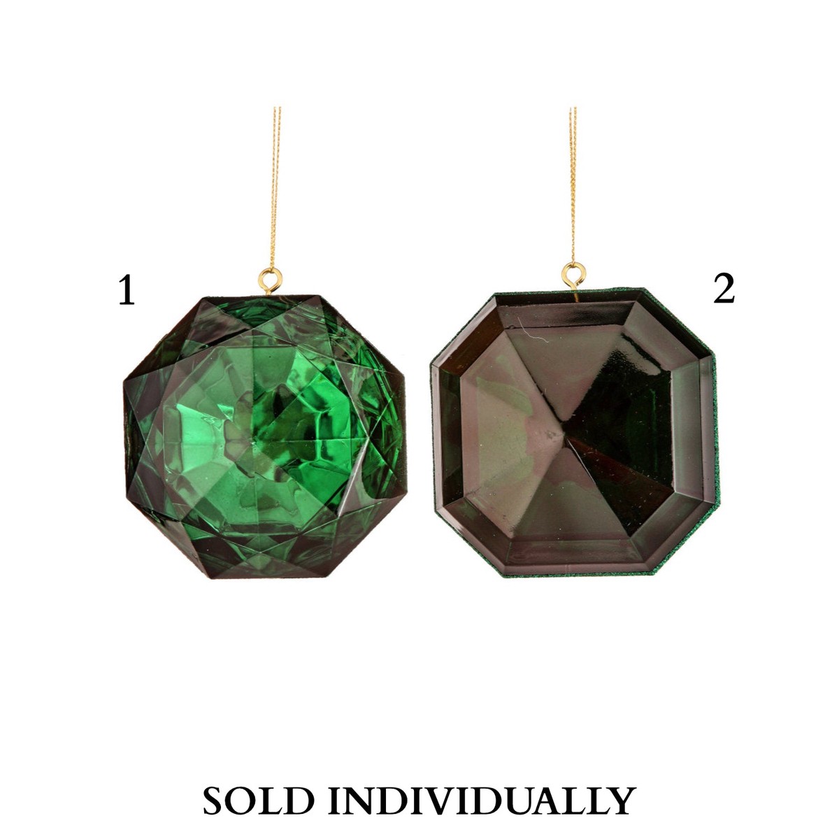 4″ Acrylic Precious Gem Ornament, Emerald (2 Styles – Sold individually)