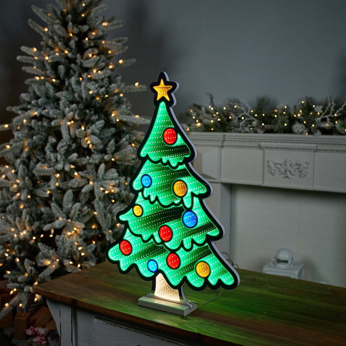 Christmas Tree Infinity Light, Acrylic w/UL Plug, 23.5″