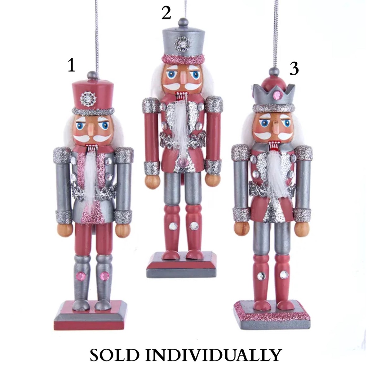 6″ Pink and Pewter Nutcracker Ornaments (3 Styles  Sold individually)