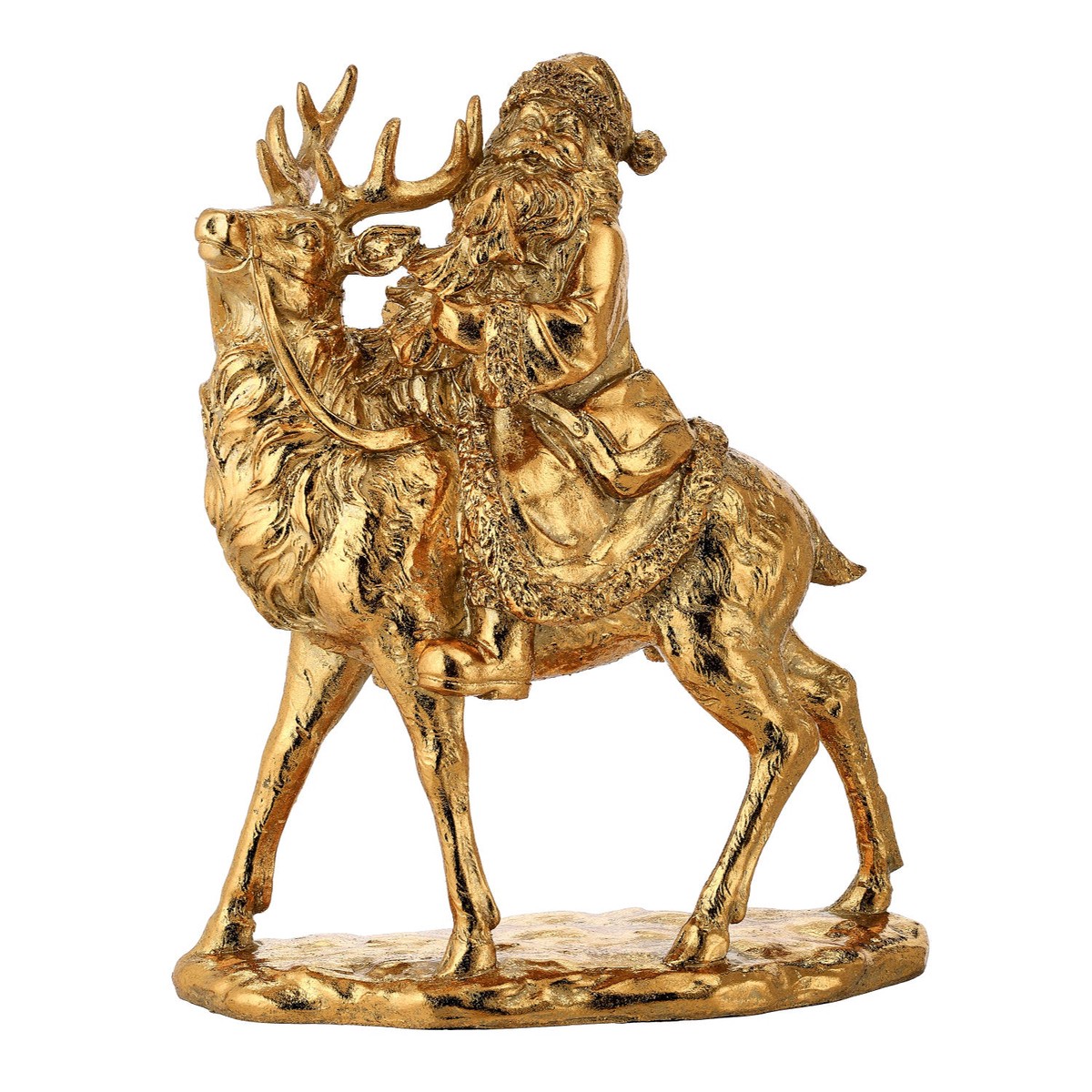 12″ Resin Santa w/Deer Table Piece