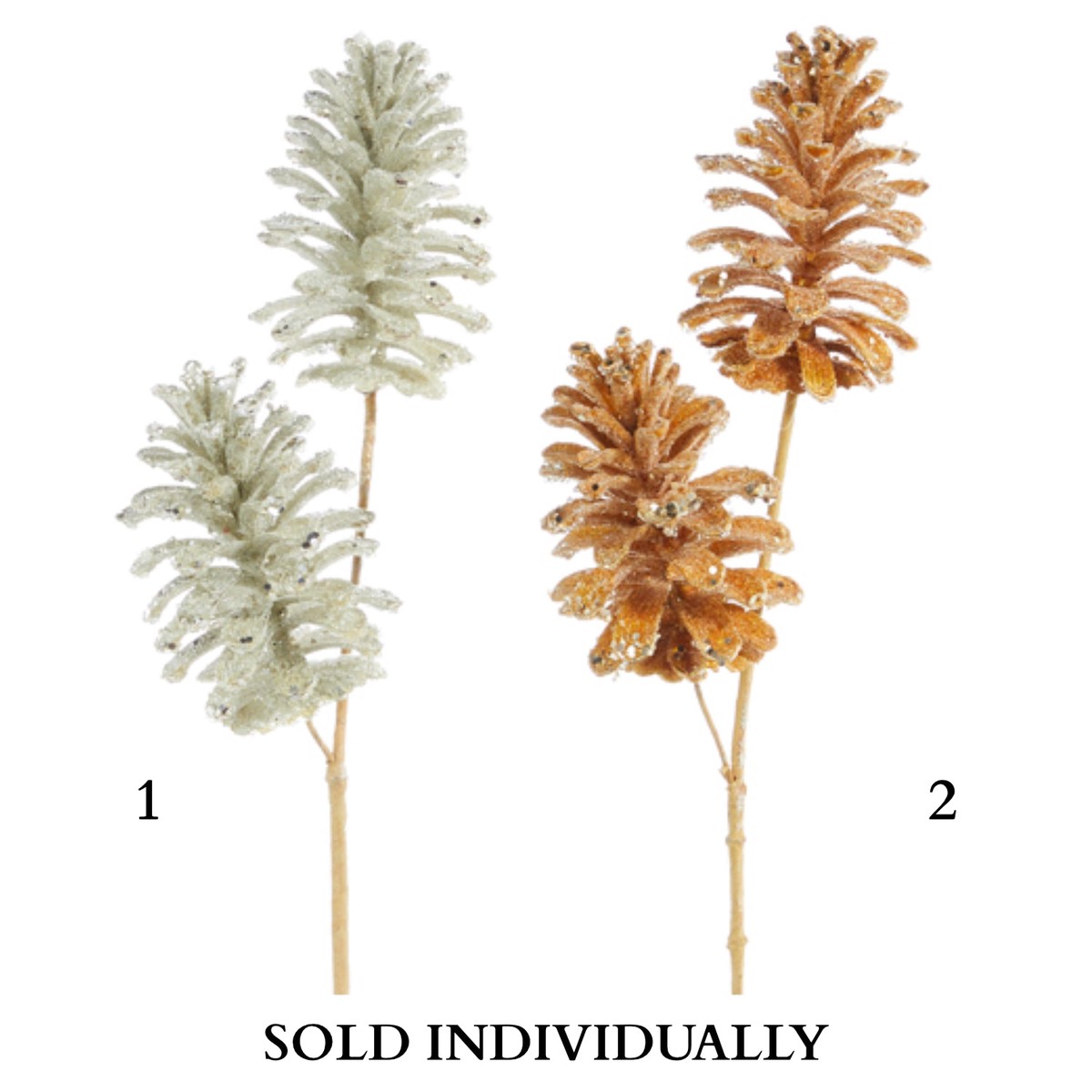 21.5″ Beaded and Glittered Pinecone Stem (2 Styles – Sold individually)