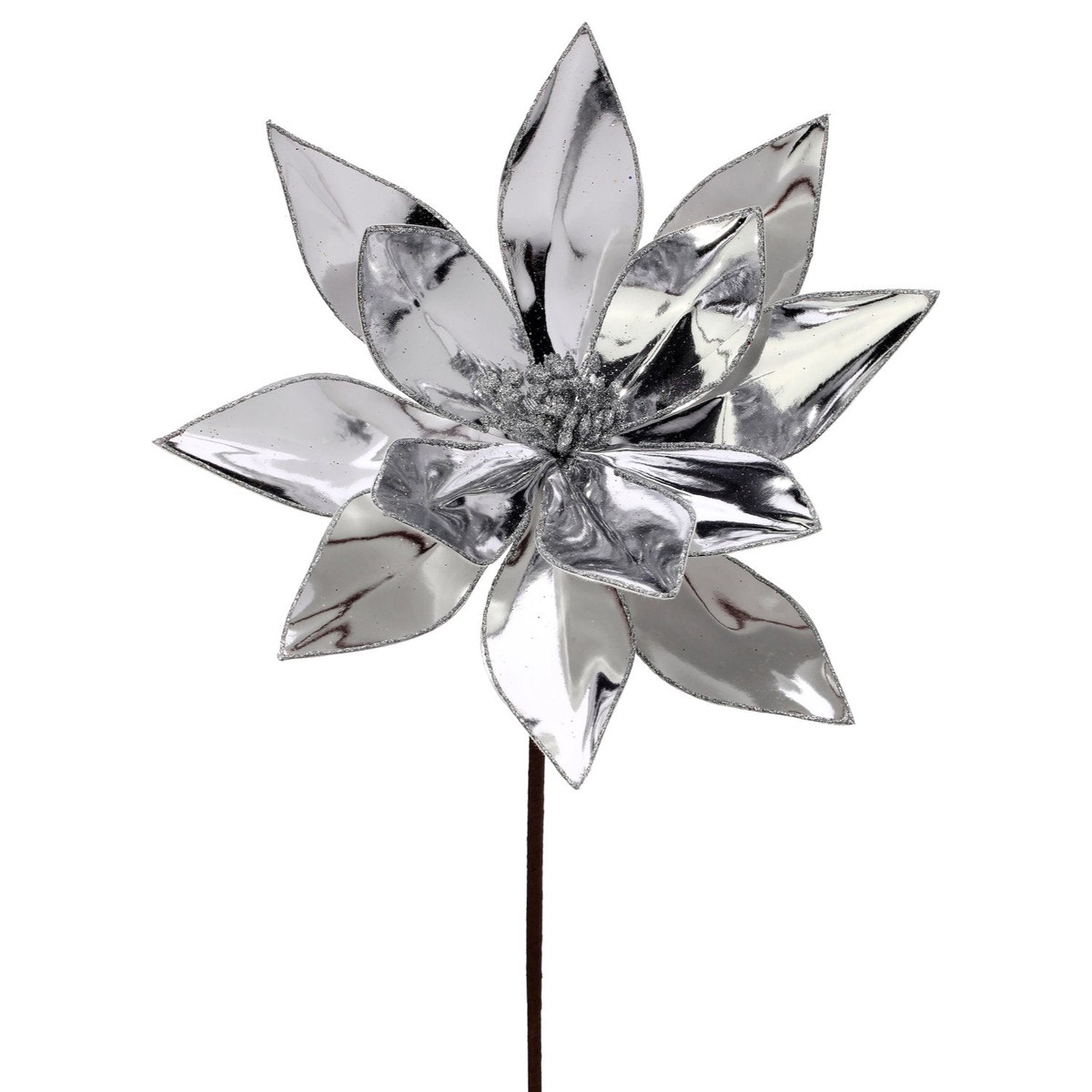 22″ Mirror Metallic Poinsettia Stem