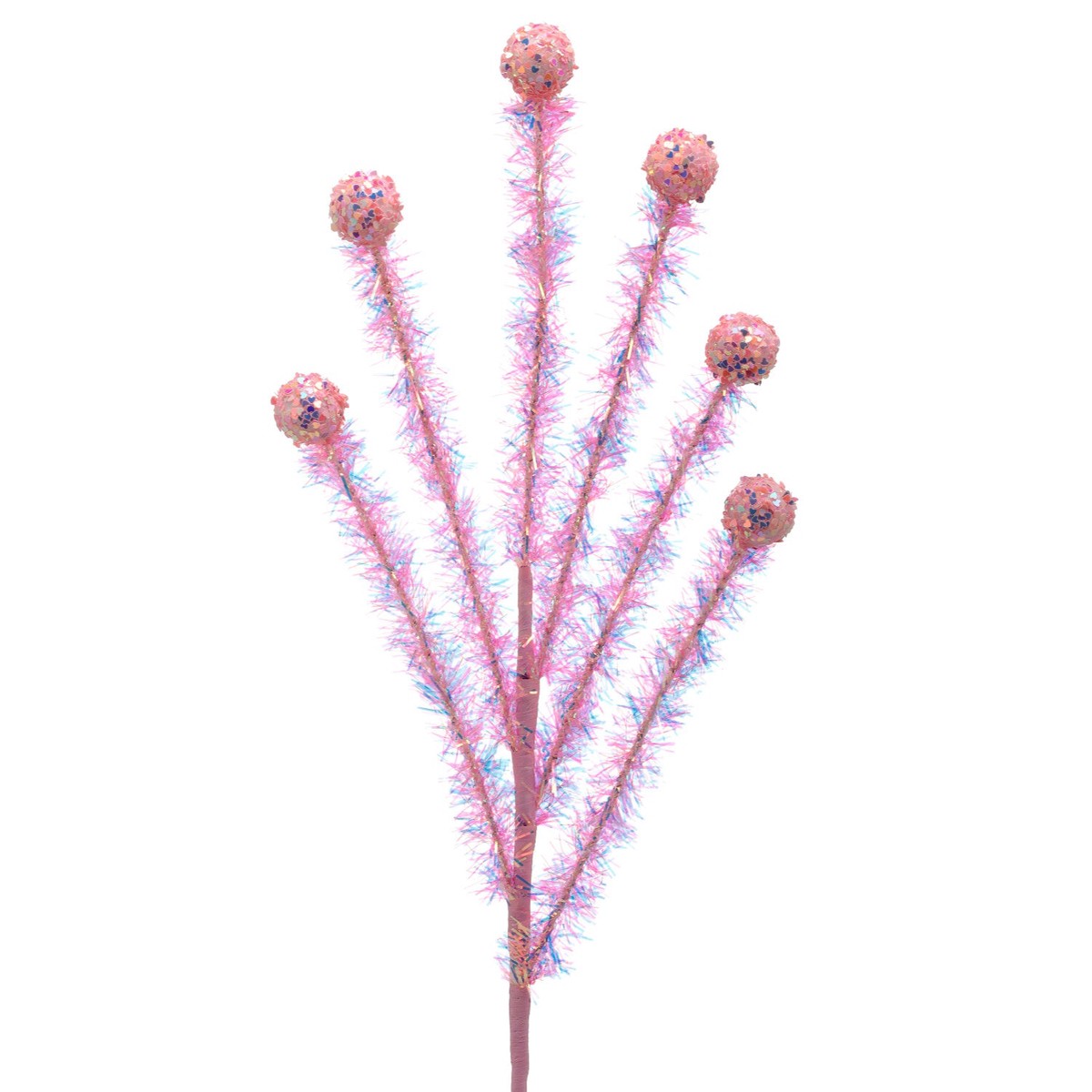 24″ Tinsel And Glitter Ball Spray (Pink)