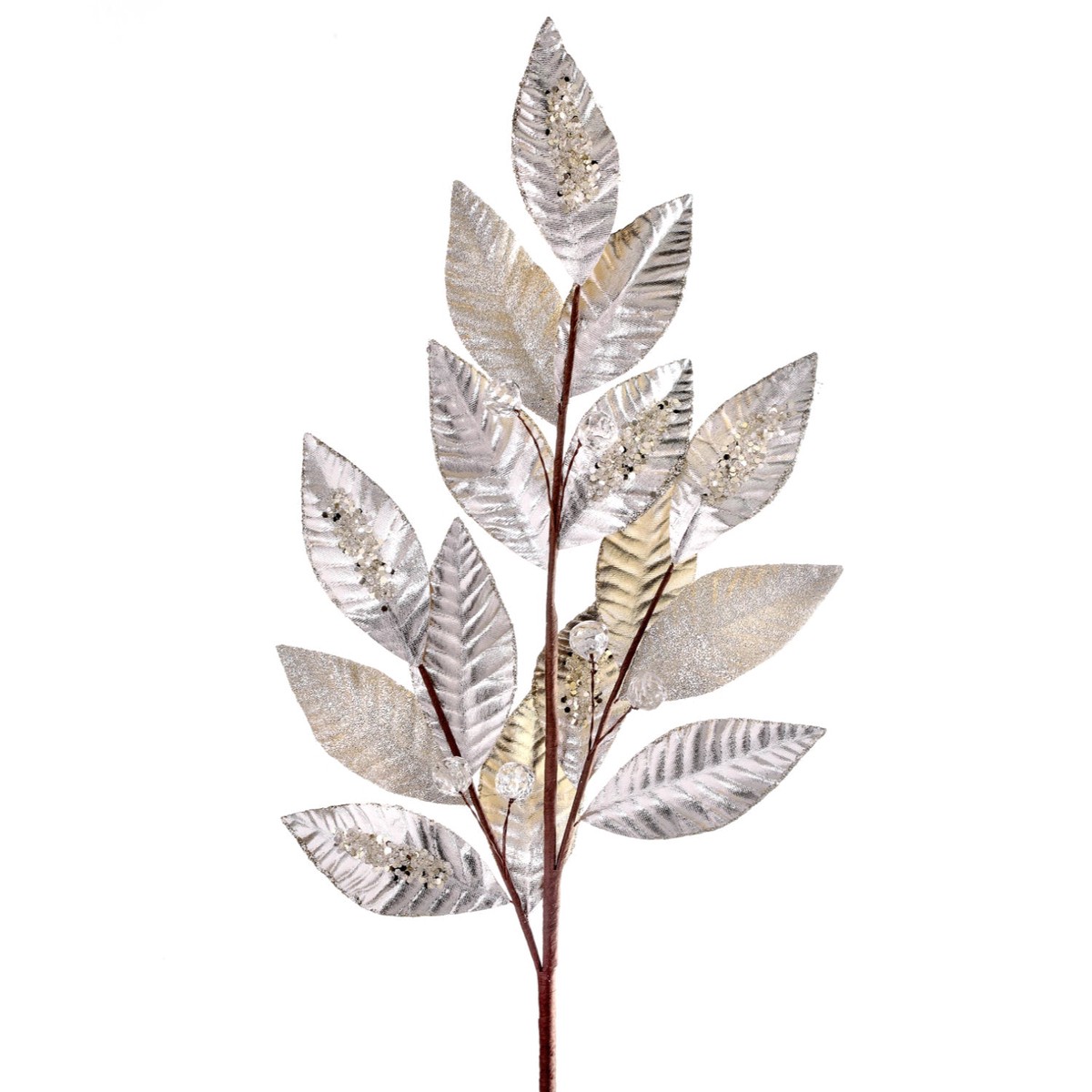 28″ Metallic/Beaded Aspen Leaf Spray